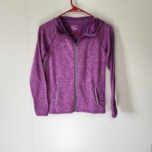 Young Dimension YD Active Jacket Girls 11/12 Purple Pink Thumb Holes Zip Pockets